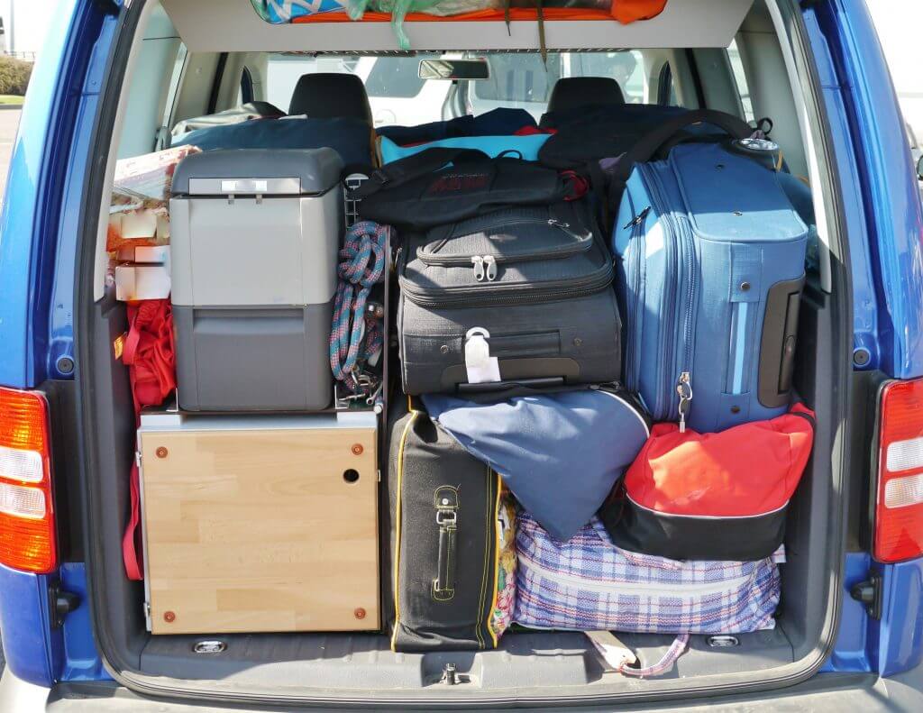 Car boot with luggage