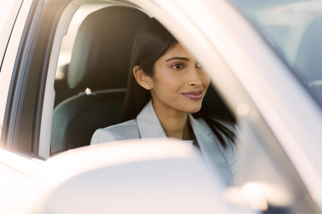 business woman driving