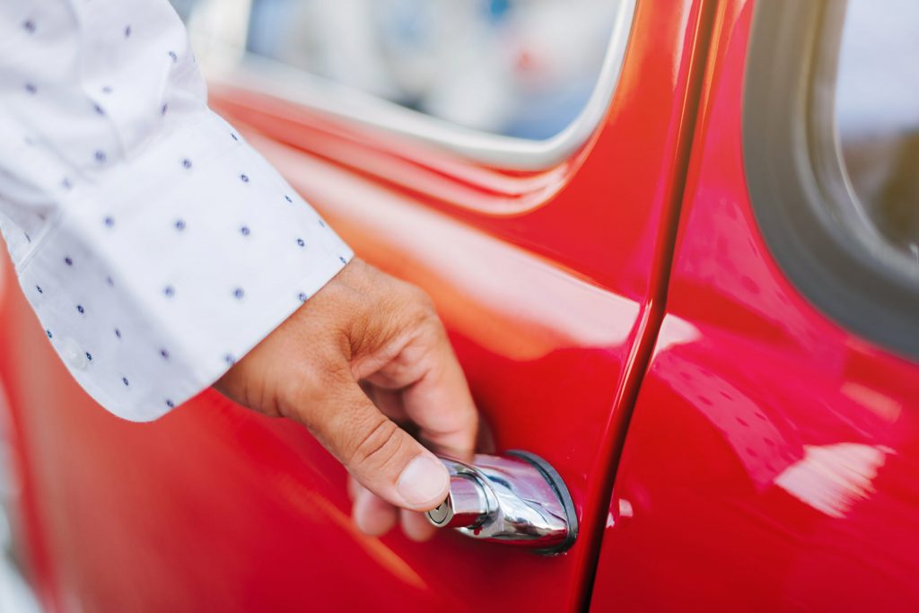 image of door handle of a classic car